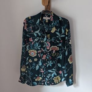 LOFT Flowy Dark Teal Button Down